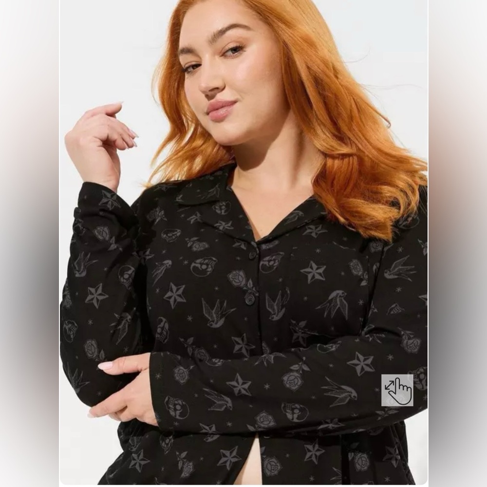 🆕 Torrid Super Soft Button Through Long Sleeve Sleep Shirt size 2 - Picture 3 of 10